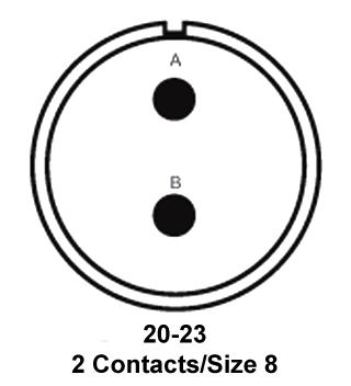 ITT CANNON MS3100E20-23S Circular Connector, MIL-DTL-5015 Series, MS3100 Series, Wall Mount Receptacle, 2 Contacts