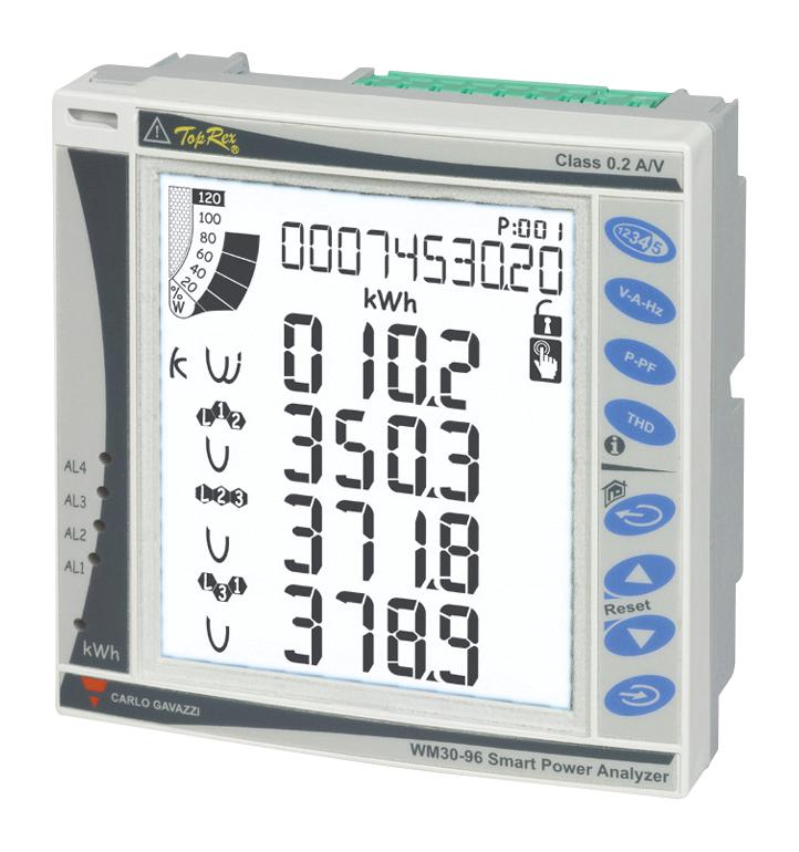 CARLO GAVAZZI WM30AV53H Panel Meter, 10 Digit, 6mm, AC Current / AC Voltage, 90 to 260 V, -25 to 55 &deg;C
