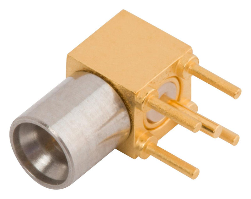 AMPHENOL SV MICROWAVE 1212-60060 RF / Coaxial Connector, SMP Coaxial, Right Angle Plug, Through Hole Right Angle, 50 ohm