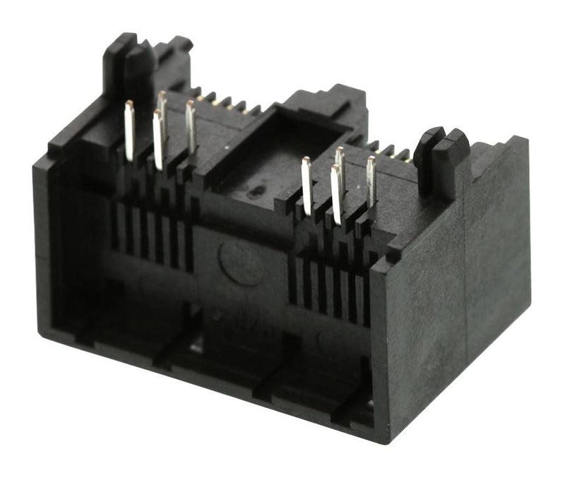 MOLEX 43814-6421 Modular Connector, Modular Jack, 1 x 2 (Ganged), 6P4C, Cat3, Through Hole Mount