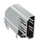 AMPHENOL COMMUNICATIONS SOLUTIONS G45AA19071083HR HDMI Connector, Upright Dip Type, 19 Contacts, Receptacle, PCB Mount, Through Hole Right Angle