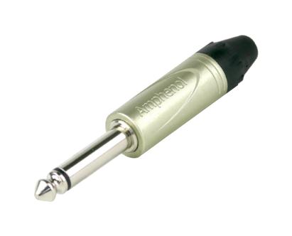 AMPHENOL AUDIO QM2P Phone Audio Connector, Mono, 2 Contacts, Plug, 6.35 mm, Cable Mount, Nickel Plated Contacts