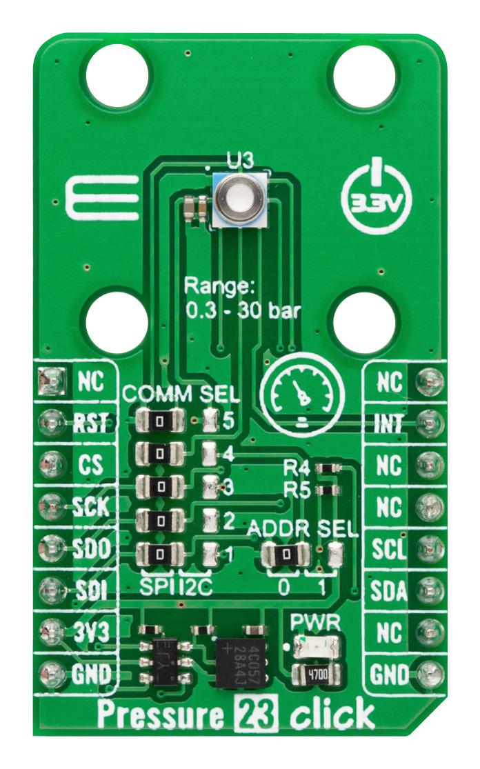 MIKROELEKTRONIKA MIKROE-5768 Add-On Board, Pressure 23 Click, MikroE mikroBUS Compatible Development Boards
