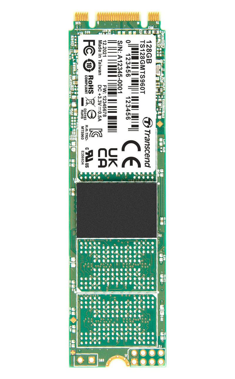 TRANSCEND TS128GMTS960T-VS1 SSD, Internal, M.2 2280, SATA 6 Gb/s (SATA III), 128 GB, 3D NAND