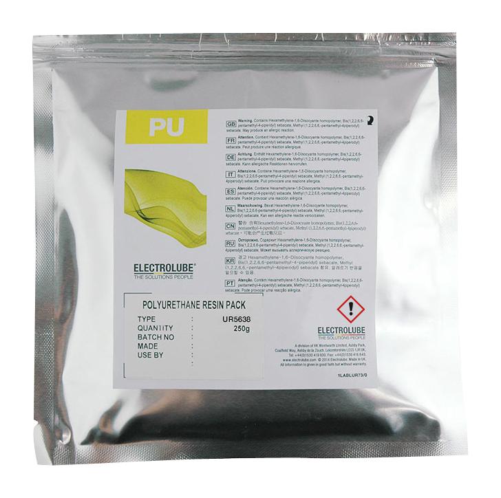 ELECTROLUBE UR5638 Polyurethane Resin, Optically Clear, LED Applications, 2 Part, Semi-Rigid, Packet, 250 g EUR5638RP250G , UR5638RP250G