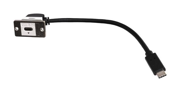 TUK KUCC20PM USB Cable, 90&deg; Type C Receptacle to Type C Plug, 200 mm, 7.9 ", USB 3.0, Black GTIN UPC EAN: 5055386512895