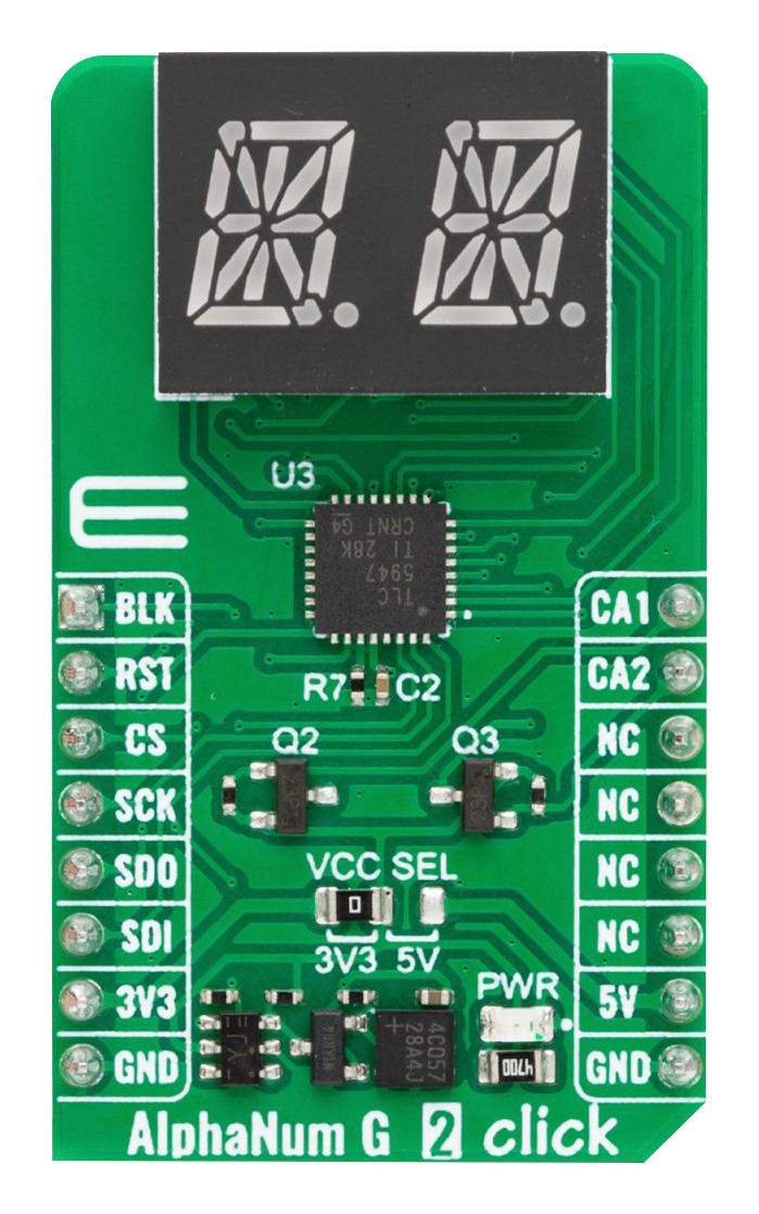 MIKROELEKTRONIKA MIKROE-5903 Add-On Board, AlphaNum G 2 Click, MikroE mikroBUS Compatible Development Boards