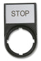 EATON MOELLER M22S-ST-GB0 Legend Plate, RMQ Titan Series Switches, STOP, Round, Black, 30 x 50 mm