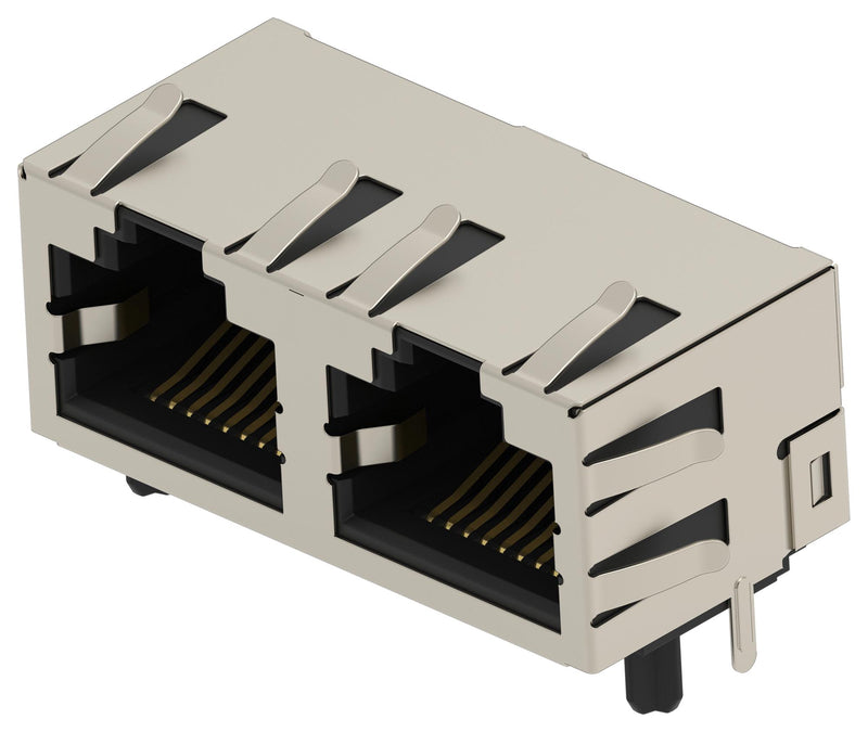TE CONNECTIVITY 2501550-6 Modular Connector, RJ45 Jack, 1 x 2 (Ganged), 8P8C, Cat5e, Through Hole Mount
