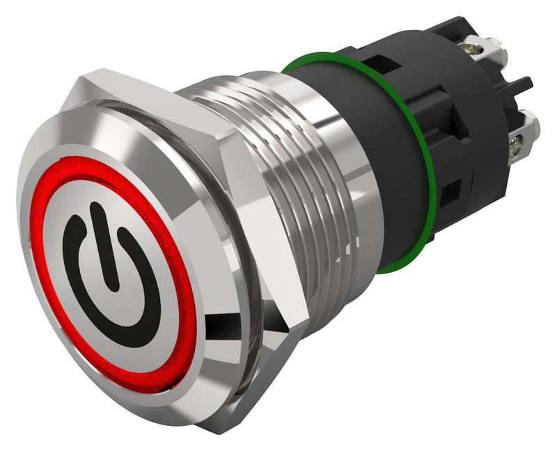 EAO 82-5152.1113.B002 Vandal Resistant Switch, Standby, 82 Series, 19 mm, SPDT, Momentary, Round Flat Flush, Natural