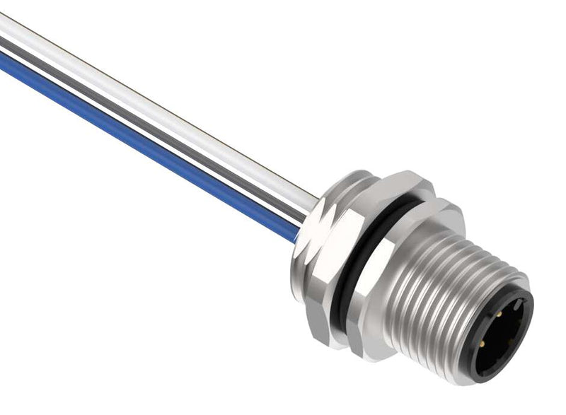 BANNER ENGINEERING BR-M12M5F9-2 Sensor Cable, A Code, PG9, M12 Plug, Free End, 5 Positions, 2 m, 6.6 ft, BR-M12 Series