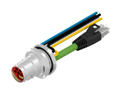 AMPHENOL CONEC 57-22011 Circular Cable Assembly, 5P+4S, Circular Receptacle to RJ45 Plug, 9 Ways, 6.6 ft, 2 m