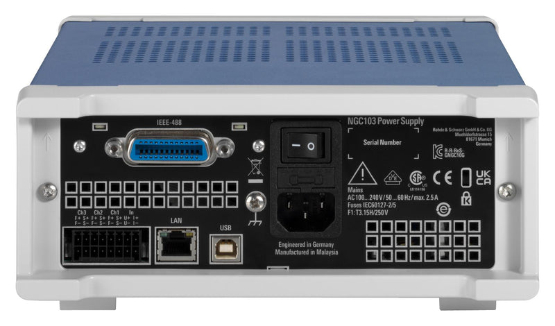 ROHDE & SCHWARZ NGC103-G Bench Power Supply, w/ GPIB Interface, Programmable, 3 Output, 0 V, 32 V, 0 A, 3 A