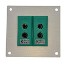 LABFACILITY IS-K-FF + FSP-2 Thermocouple Connector, 66 x 69mm Panel, Standard, K, Socket, 2Way, Green, IEC, Fascia Mount