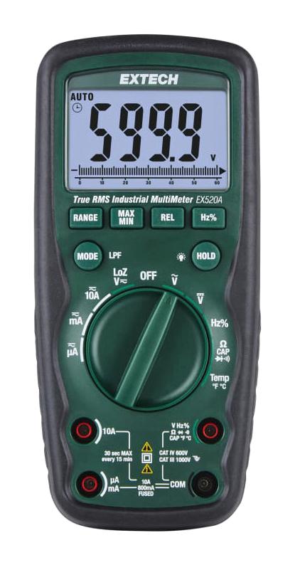 EXTECH INSTRUMENTS EX520A DMM, HANDHELD, 40MOHM, 1KV, 6000 COUNT