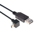 L-COM CAA-90UMB5-03M USB Cable, Type A Plug to 90&deg; Mini Type B Plug, 300 mm, 11.8 ft, USB 2.0, Black