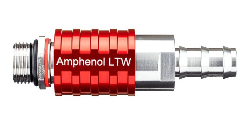 AMPHENOL LTW SQD06-SBDN-PAFM-RD001 Liquid Cooling Plug-Socket, 3/4"-16UNF, Stainless Steel, Red, Valve, SnapQD Series