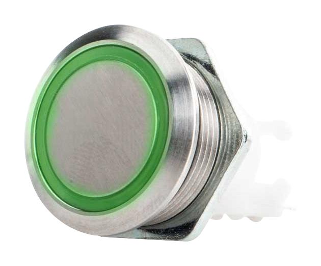 ITW SWITCHES H48M-212G Vandal Resistant Switch, Ring Illumination, H48M Series, 19.56 mm, SPDT-DB, Maintained, Round