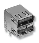 AMPHENOL COMMUNICATIONS SOLUTIONS 72309-8014BLF USB Stacked Connector, USB Type A, USB 2.0, 8 Ways, Right Angle, Copper Alloy