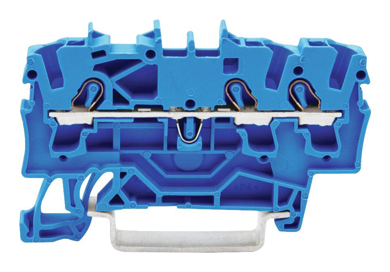 WAGO 2002-1304 DIN Rail Mount Terminal Block, 3 Ways, 22 AWG, 12 AWG, 4 mm&sup2;, Clamp