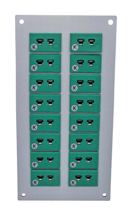 LABFACILITY IM-K-FF + FMP-16 Thermocouple Connector, 75 x 145mm Panel, Miniature, K, Socket, 16Way, Green, IEC, Fascia Mount