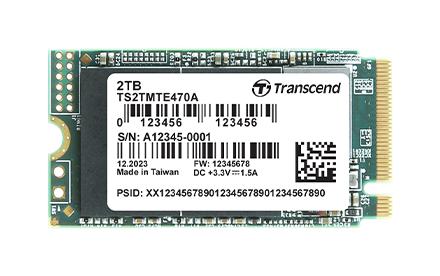 TRANSCEND TS2TMTE470A SSD, Internal, M.2 2242, PCIe Gen 3 x 4, NVMe, 2 TB, 3D NAND, AES 256-bit