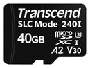 TRANSCEND TS40GUSD240I Flash Memory Card, 3D NAND, MicroSD Card, UHS-1, Class 2, Class 30, V30, 40 GB, 3.6 V, -40 &deg;C
