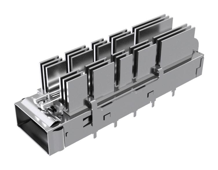 Amphenol Communications Solutions UE36C1622106A4A UE36C1622106A4A Cage QSFP-DD 1 x (Single) With Heat Sink Light Pipe Press-Fit