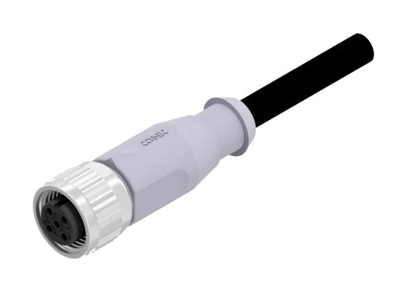 AMPHENOL CONEC 43-10350 Sensor Cable, A Coded, M12 Receptacle, Free End, 5 Positions, 5 m, 16.4 ft