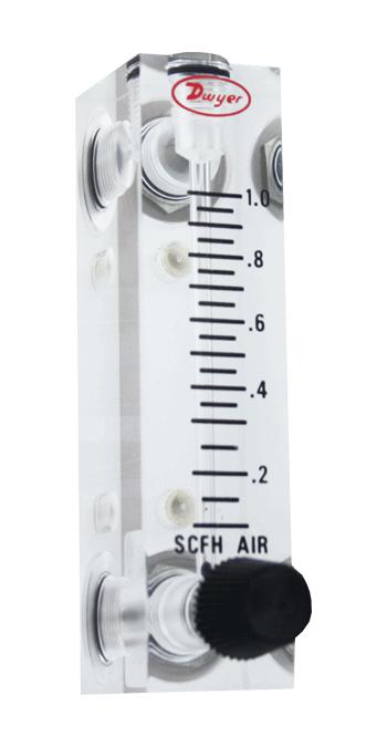 DWYER VFB-82-SSV Liquid Flowmeter, SS Valve, 2 to 30 cc/min, 100 psi, 3% Accuracy, 1/8" FNPT, Visi-Float VFB Series