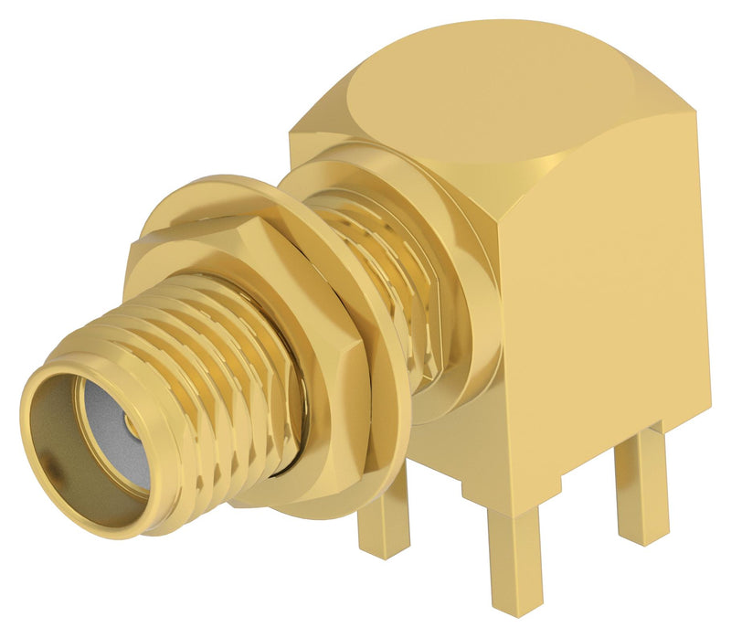TE CONNECTIVITY 2484787-1 RF / Coaxial Connector, SMA Coaxial, Right Angle Bulkhead Jack, Through Hole Right Angle, 50 ohm