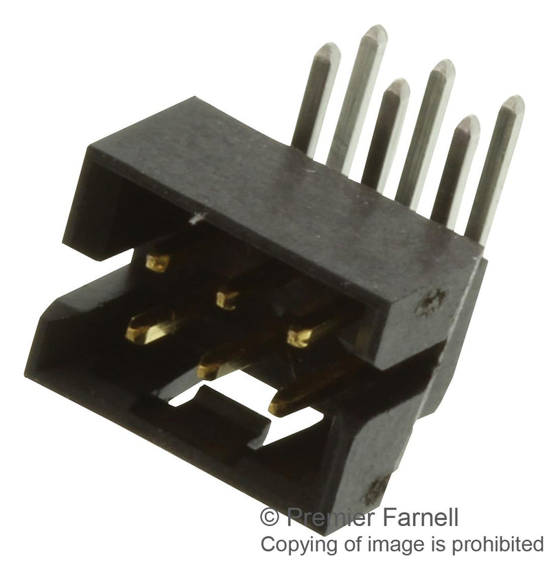 MOLEX 87833-0631 Pin Header, Wire-to-Board, 2 mm, 2 Rows, 6 Contacts, Through Hole Right Angle, Milli-Grid 87833