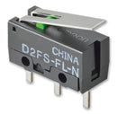 ARATAS D2FS-FL-N Microswitch, Ultra Subminiature, Hinge Lever, SPST-NO, Through Hole, 100 mA, 6 VDC