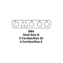 ITT CANNON DBM9W4SA191 Combination Layout D Sub Connector, Combo D D*M, DB-9W4, Receptacle, 9 Contacts, 5 Signal, 4 Power