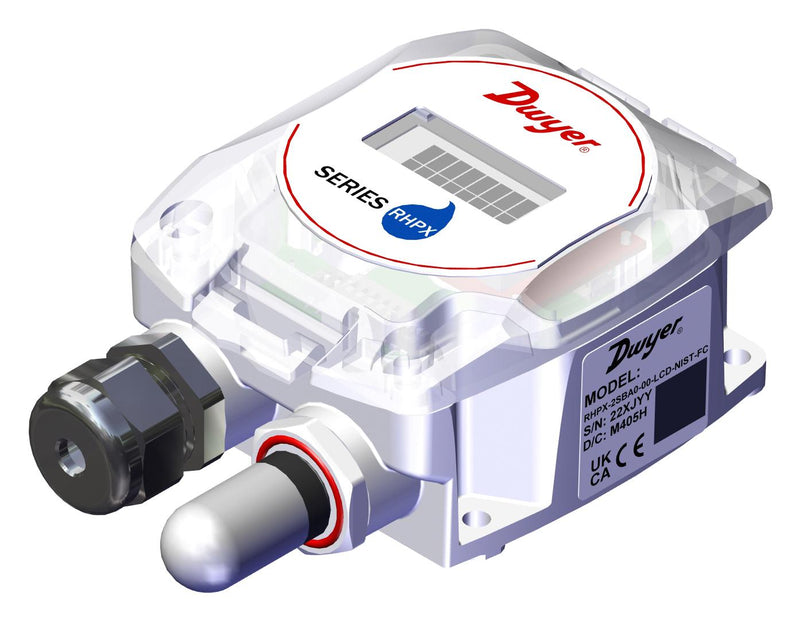 DWYER RHPX-2SWA0-00 Humidity/Temperature Transmitter, 0-100%, 2% Accuracy, Wall Mount, Small Enclosure, Filter