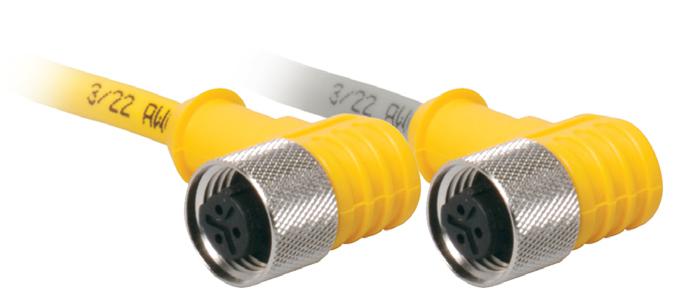 TURCK WKB 3T-4 MICROFAST CORD, 1/2-20, FEMALE, 3 POSITION RIGHT ANGLE