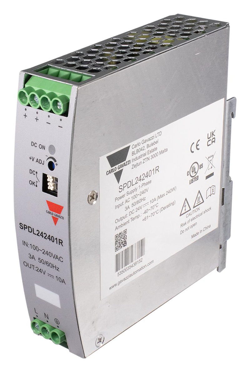 CARLO GAVAZZI SPDL242401R AC/DC DIN Rail Power Supply (PSU), ITE, Industrial & Laboratory Equipment, 1 Output, 240 W, 24 V