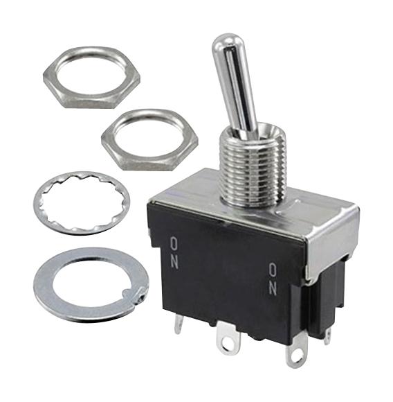 NIDEC COMPONENTS ET220K12-Z Toggle Switch, On-Off, DPST, Non Illuminated, ET Series, Panel Mount, 20 A