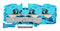 WAGO 2016-1304 DIN Rail Mount Terminal Block, Blue, 3 Ways, 20 AWG, 6 AWG, 16 mm&sup2;, Clamp, 76 A