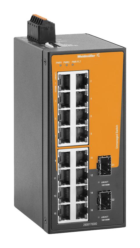WEIDMULLER 2908170000 ENET SW, RJ45X16, SFPX2, 10MBPS/100MBPS