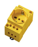 FINDER 7U.00.8.230.0002 Power Outlet, 16 A, 230 VAC, Yellow, Panel/DIN Rail, IP20, 7U Series