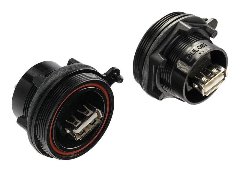 BULGIN LIMITED PX0842/AA USB Adapter, 4 Contacts, USB Type A Receptacle, Sealed, USB Type A Receptacle, USB 2.0, IP68, IP69K