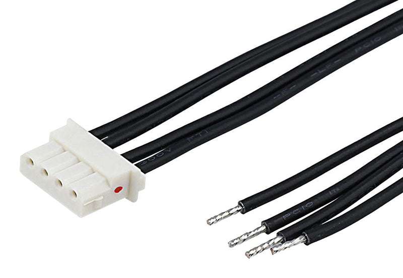 MOLEX 226431-1043 Cable Assembly, Mini-SPOX Receptacle to Free End, 4 Ways, 2.5 mm, 1 Row, 300 mm, 11.8 "