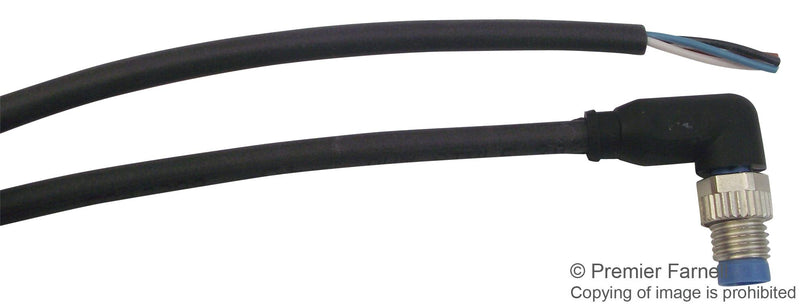 TE CONNECTIVITY 2273010-1 Sensor Cable, AMP, 90&deg; M8 Plug, Free End, 4 Positions, 1.5 m, 4.9 ft