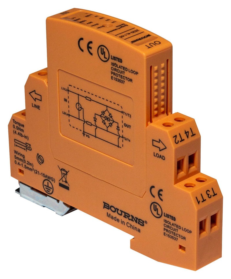 BOURNS 2520-4L1-24 Line Protector, 20 kA, 33 VDC, DIN Rail, 2520 Series