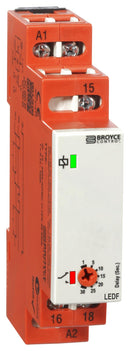 BROYCE CONTROL LEDF 24VAC/DC/110VAC. 2-60 SEC Analogue Timer, LEDF, Delay-On-Release, 2 s, 60 s, 1 Ranges, 1 Changeover Relay