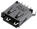 AMPHENOL COMMUNICATIONS SOLUTIONS GSB11121KEU USB Connector, USB Type A, USB 2.0, Receptacle, 4 Ways, Through Hole Mount, Vertical
