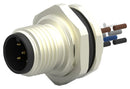 TE CONNECTIVITY T4171010005-002 Sensor Connector, M12, Male, 5 Positions, Solder Pin, Straight Panel Mount