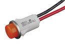 CHICAGO MINIATURE LIGHTING 1051C3 Neon Indicator, Snap In, 250 VAC, Wire Leaded, Amber, 12.7 mm, Round with Flat Top, 1.9 mA