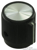 EHC (ELECTRONIC HARDWARE) EH71-1DSB2S Knob, Round Shaft, 6.35 mm, ABS (Acrylonitrile Butadiene Styrene), Pointer Bar Skirted, 17.78 mm